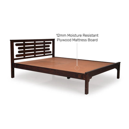 Solid Wood King Size Bed in Walnut Finish