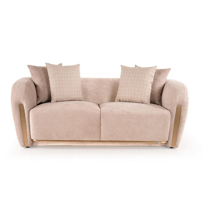 Textured Velvet 2 Seater Sofa in Ashen Beige