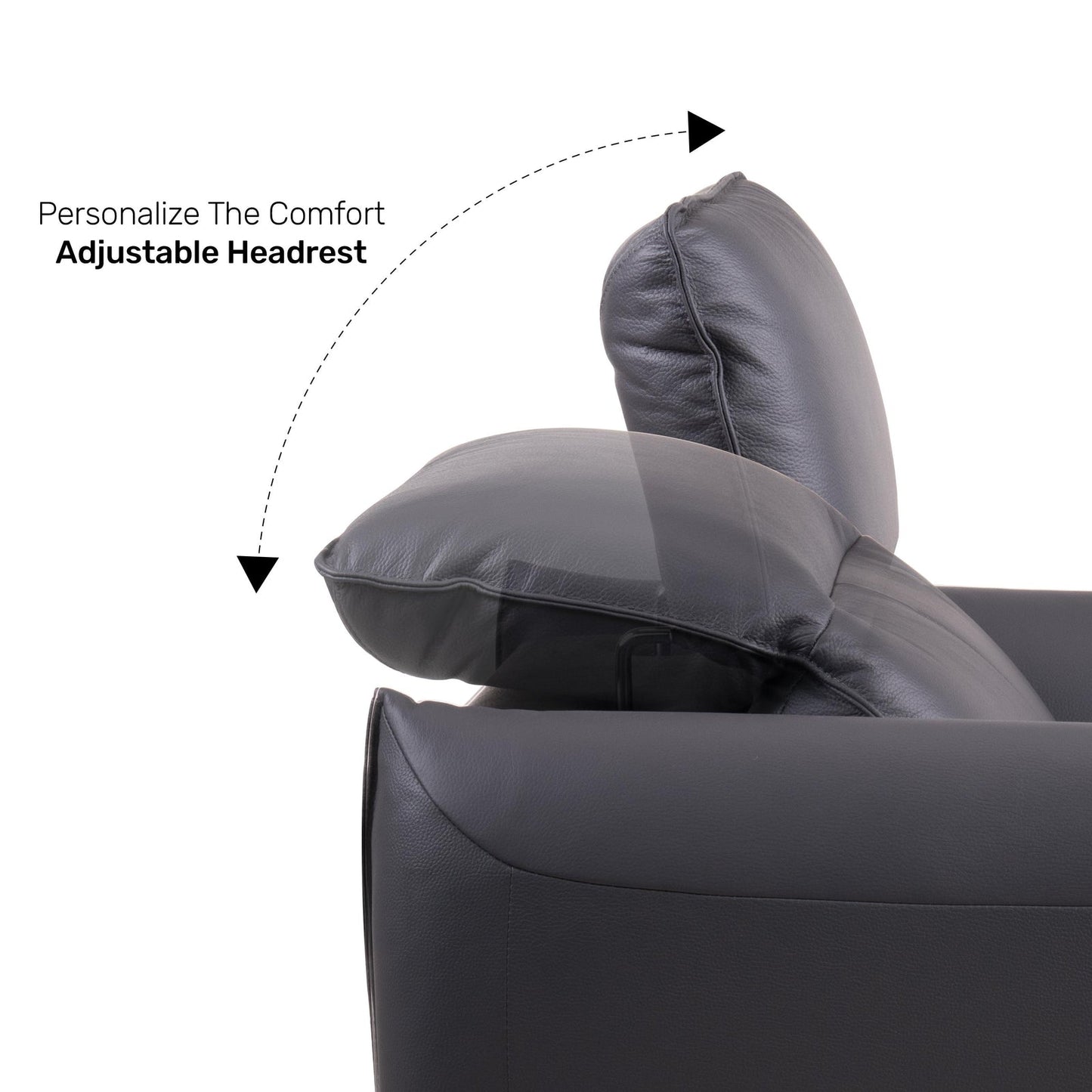 Leather 2 Seater Sofa with Adjustable Headrest