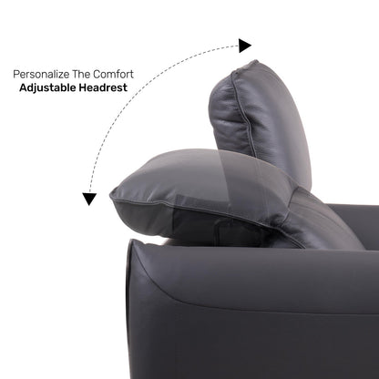 Leather 2 Seater Sofa with Adjustable Headrest