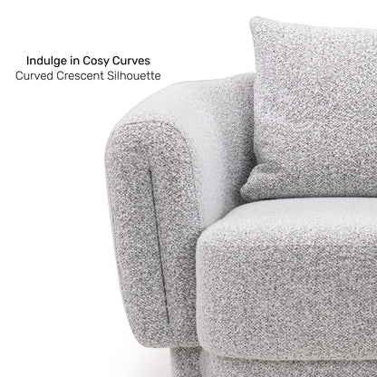 Boucle 1 Seater Curved Sofa in Moonlight Grey
