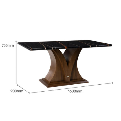 6 Seater Dining Set with Marble Finished Top