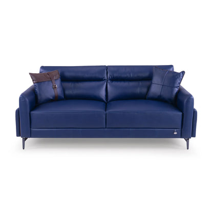 Leatherette 3 Seater Sofa in Galaxy Blue
