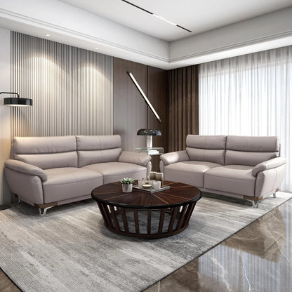 Leather 3 Seater Sofa in Light Grey