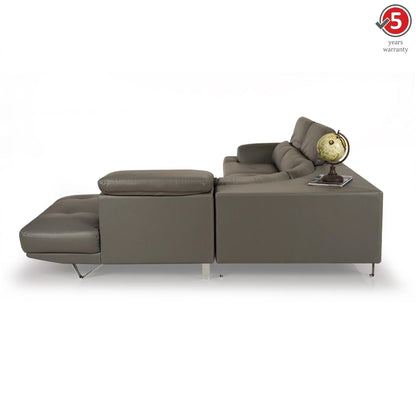 Leatherette L-Shape Sofa with Adjustable Headrest