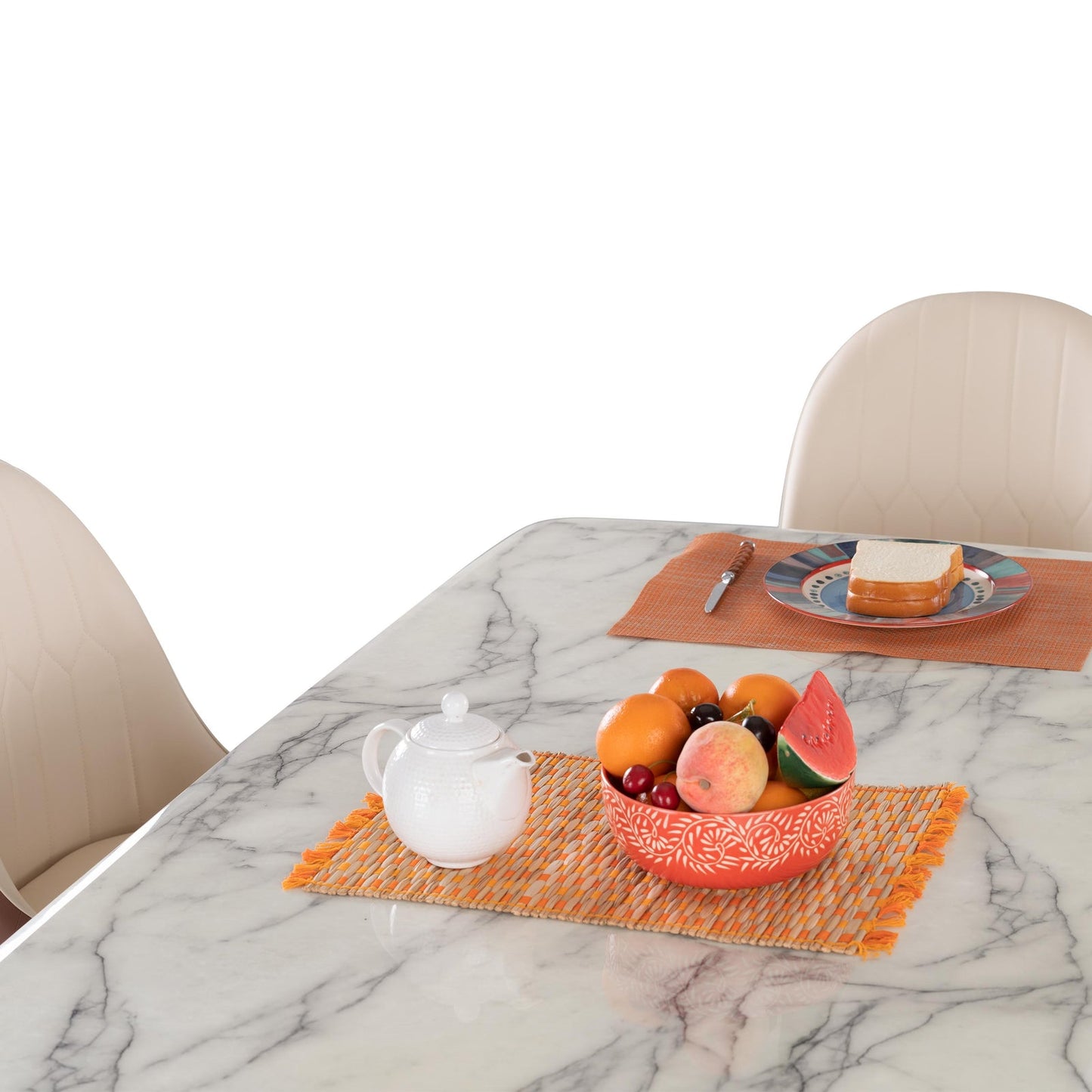 4 Seater Dining Set with Marble Finished Top