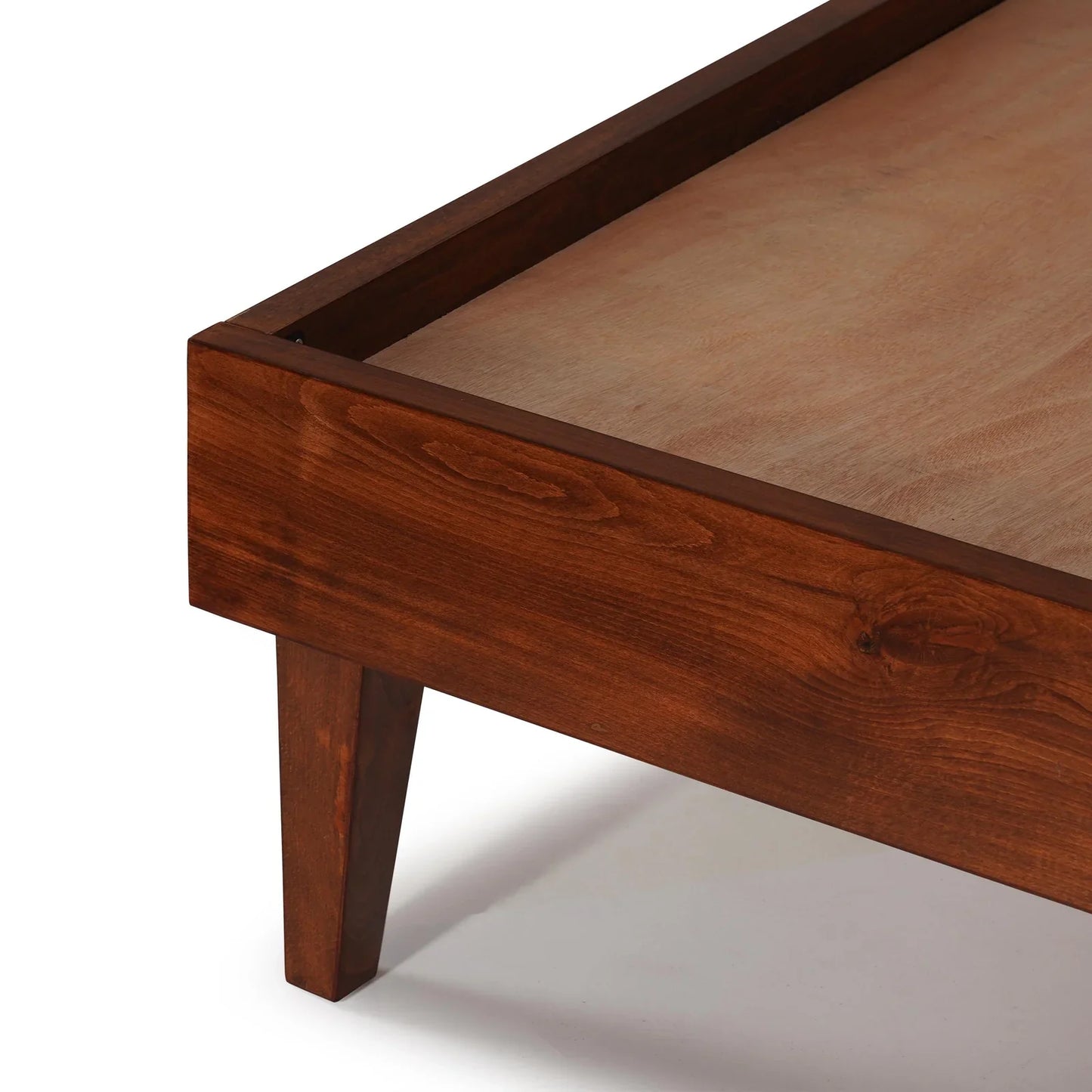 Solid Wood Queen Size Bed with Upholstered Headboard