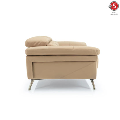 Leather 3 Seater Sofa with Adjustable Headrest