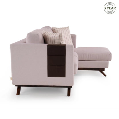 Velvet L-Shaped Sofa with Leatherette Side Pockets