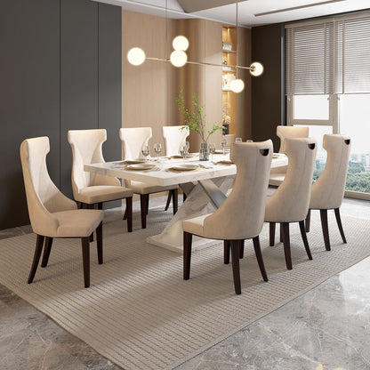 8 Seater Dining Set with Marble Finished Top