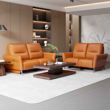Leather 2 Seater Power Recliner with Charging Ports