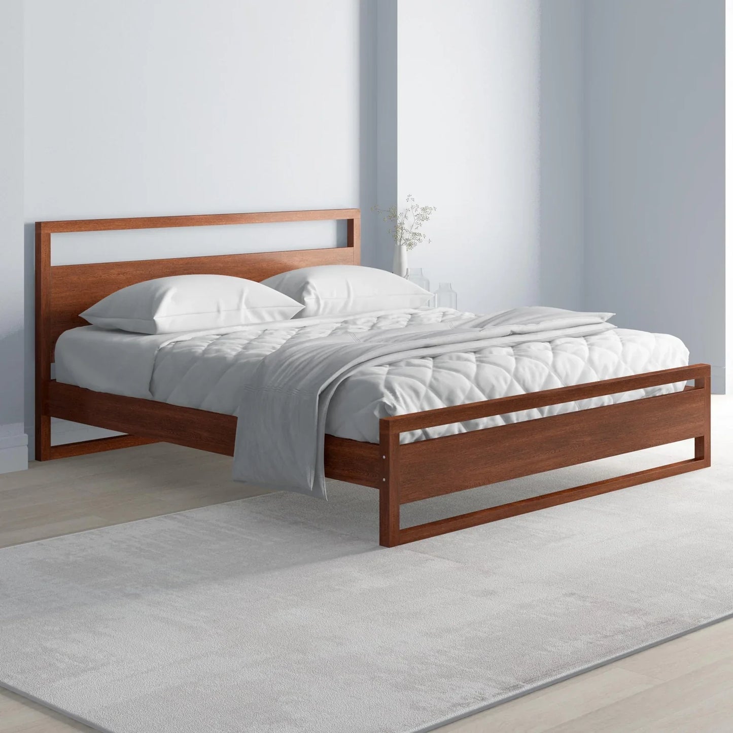Solid Wood King Size Bed in Dark Oak Finish