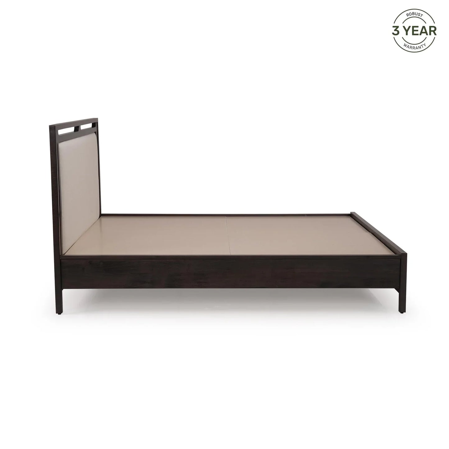Solid Wood King Size Bed with Upholstered Headboard