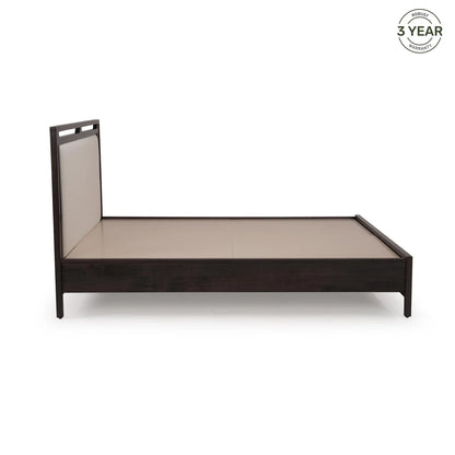 Solid Wood King Size Bed with Upholstered Headboard