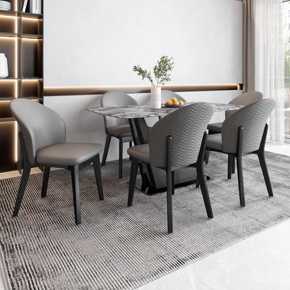 6 Seater Dining Set with Marble Finished Top