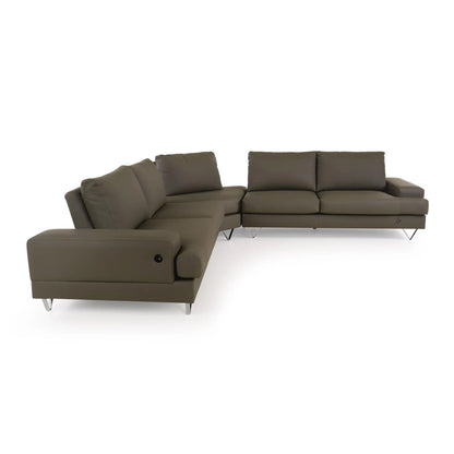 Leatherette Sectional Sofa with USB Port