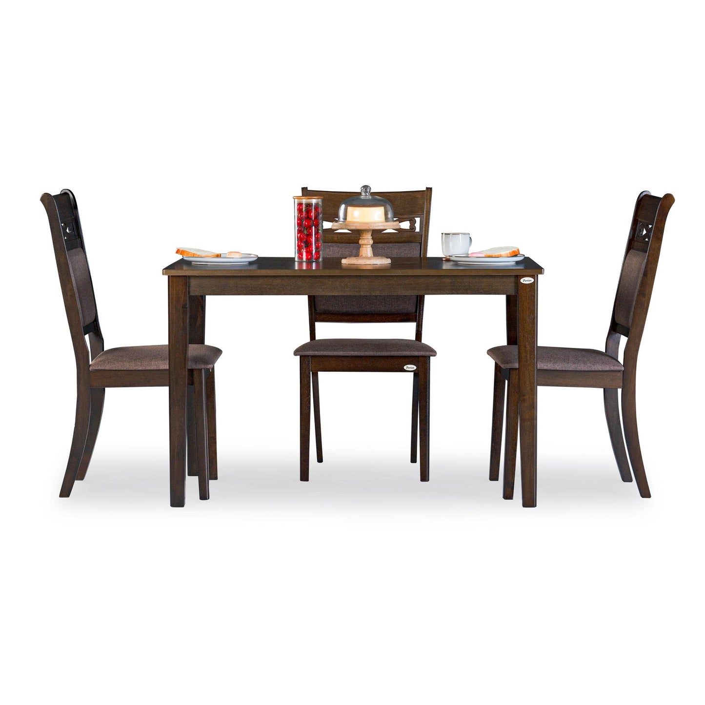 Veneer 4 Seater Dining Set in Coffee Brown