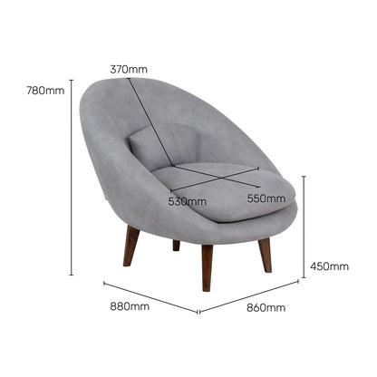 Suede Barrel-Back Accent Chair in Ice Grey