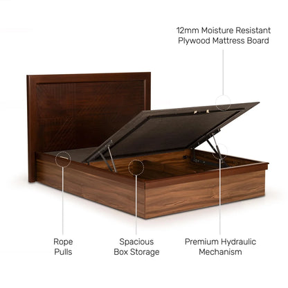 Queen Size Bed with Veneer Headbaord & Hydraulic Storage