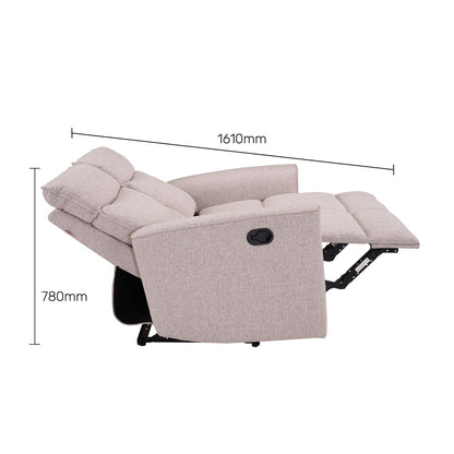 Tweed 3 Seater Reclining Sofa in Beige