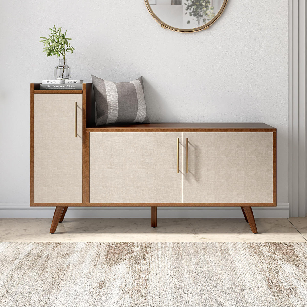 Shoe Cabinet in Walnut Finish