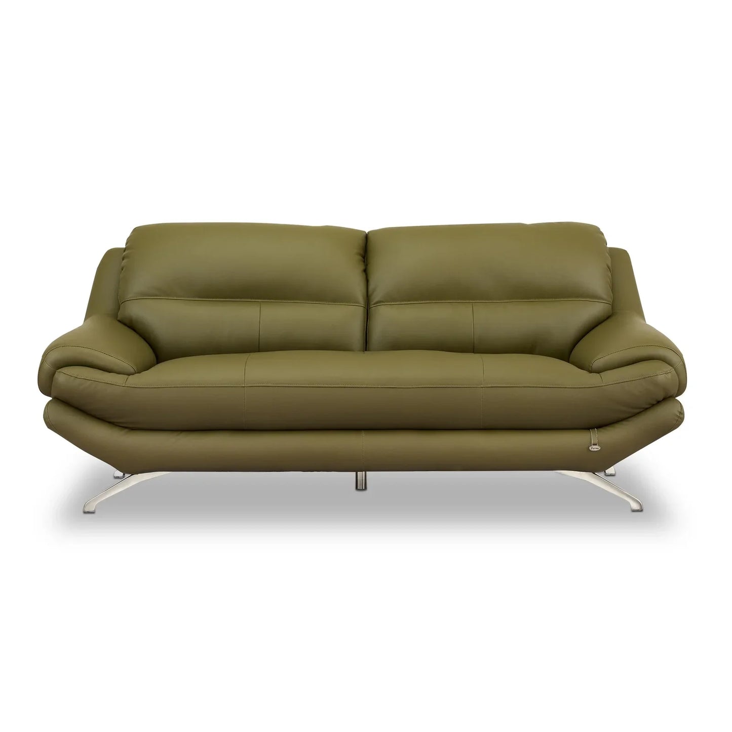 Leatherette 3 Seater Sofa in Olive Green