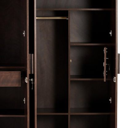 4 Door Wardrobe in Dark Cherry Finish