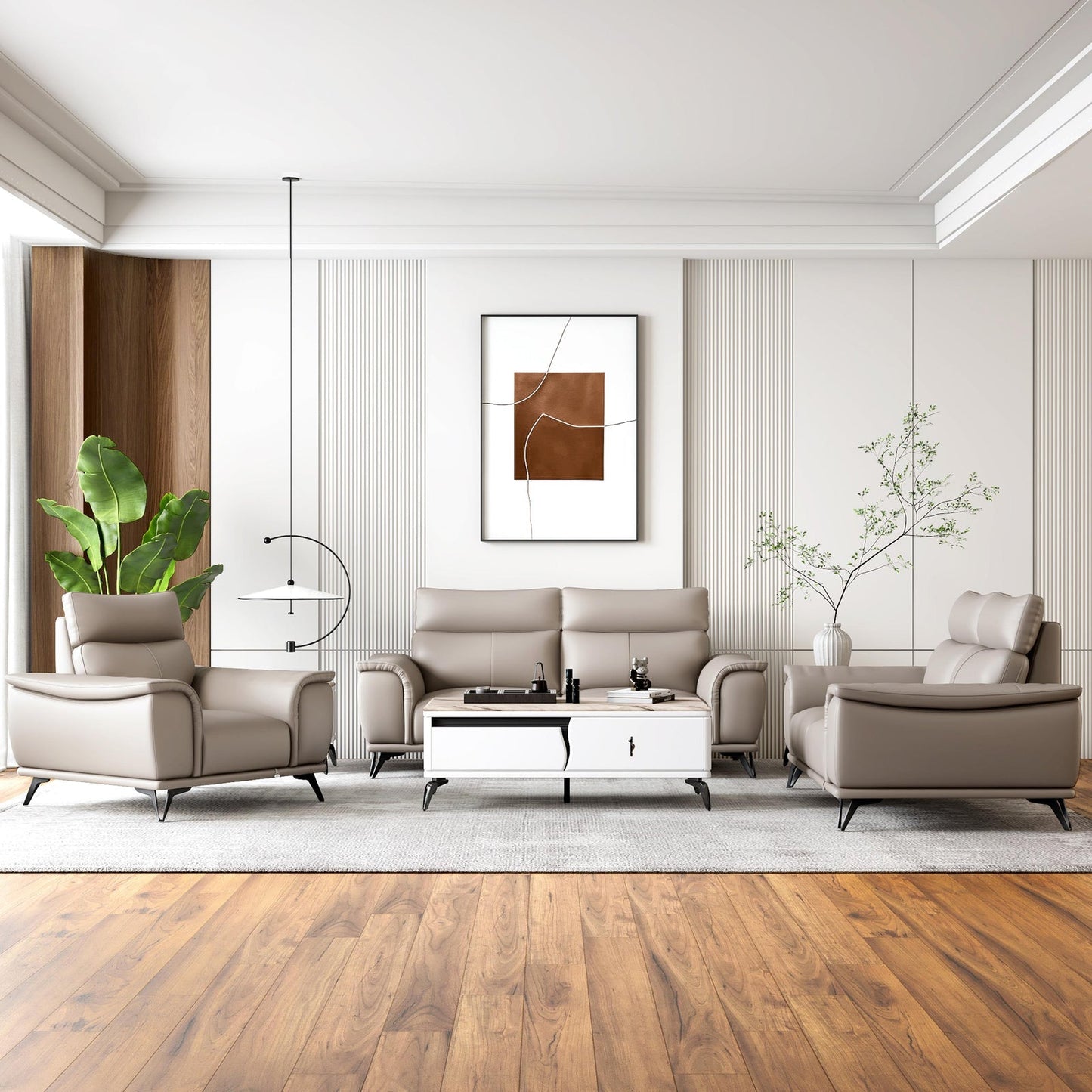 Leather 1 Seater Sofa in Bisque Beige