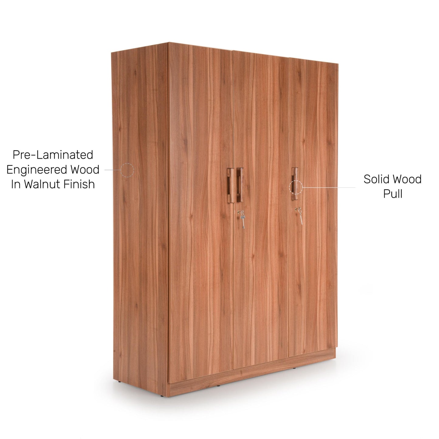 3 Door Wardrobe in Walnut Finish