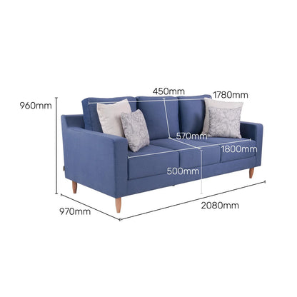 Velvet 3 Seater Sofa in Dark Blue