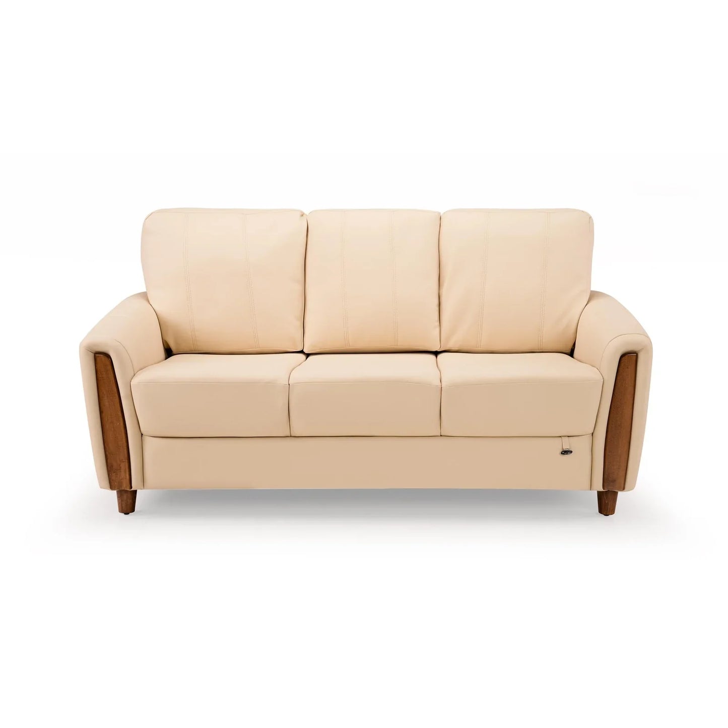 Leatherette 3 Seater Sofa in Cream White