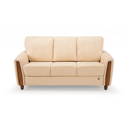 Leatherette 3 Seater Sofa in Cream White
