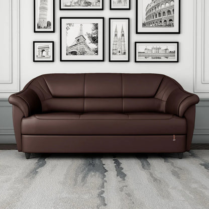Leatherette 3 Seater Sofa in Cocoa Brown