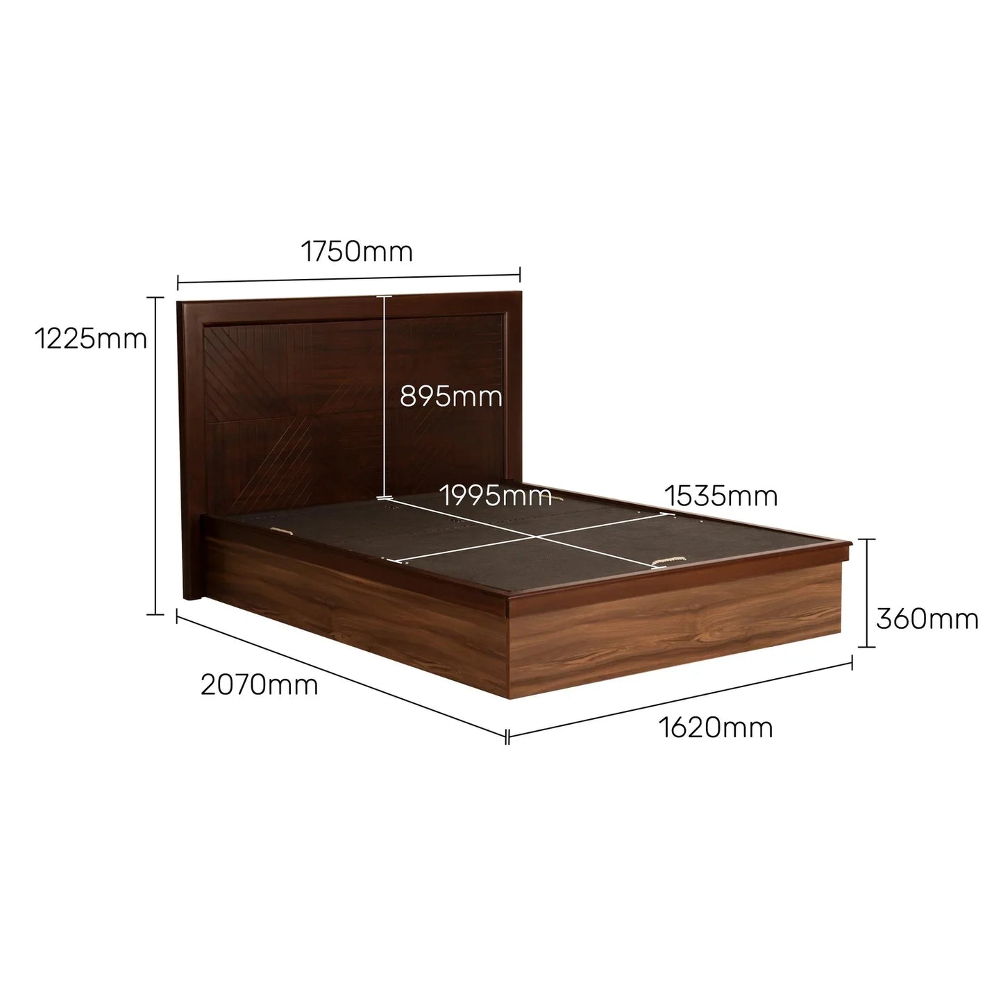 Queen Size Bed with Veneer Headbaord & Hydraulic Storage