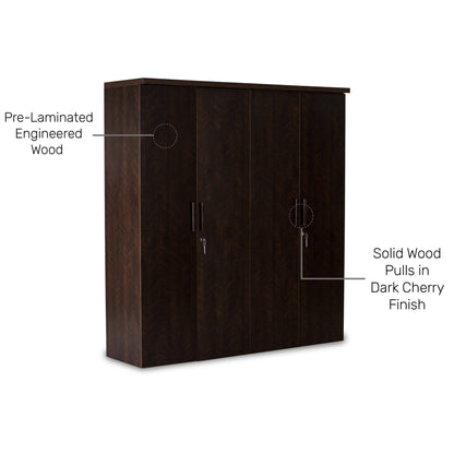 4 Door Wardrobe in Dark Cherry Finish