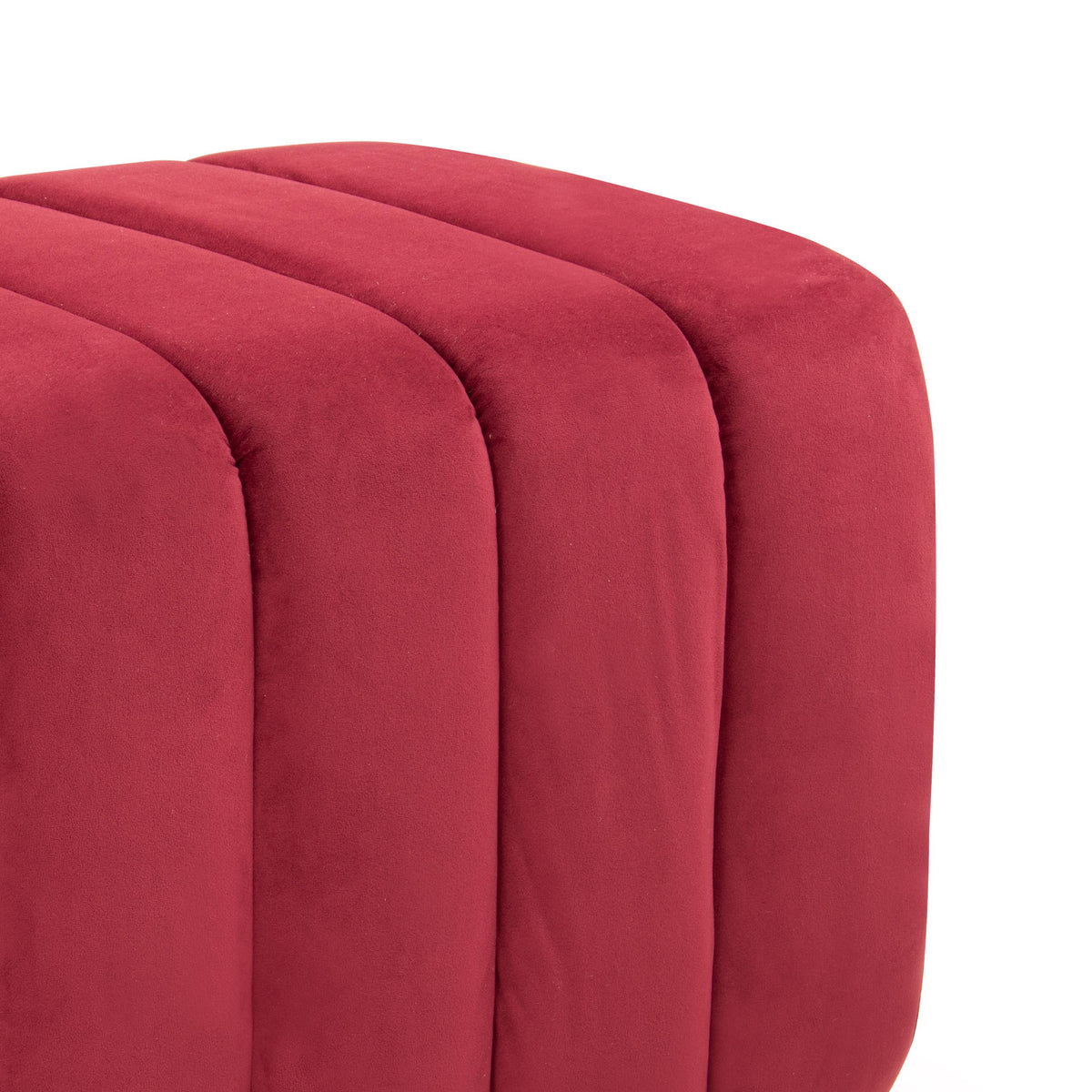 Velvet Pouffe in Ruby Red