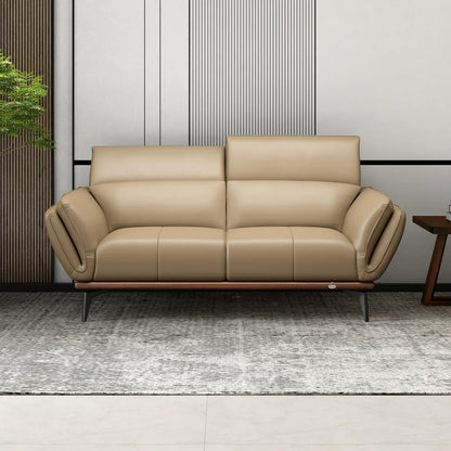 Leather 2 Seater Sofa in Dark Khaki
