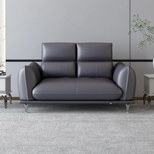 Leather 2 Seater Sofa with Adjustable Headrest