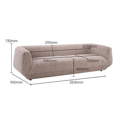 Boucle 3 Seater Sofa in Cocoa Brown