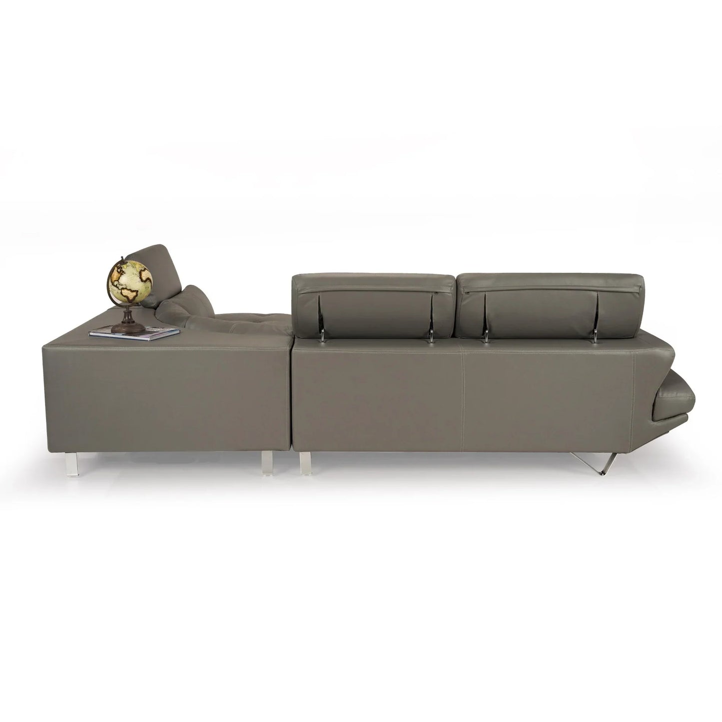 Leatherette L-Shape Sofa with Adjustable Headrest