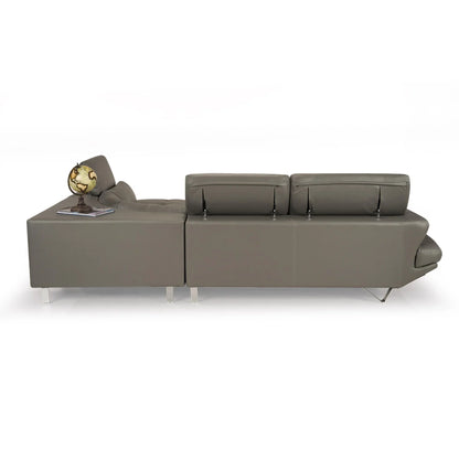 Leatherette L-Shape Sofa with Adjustable Headrest