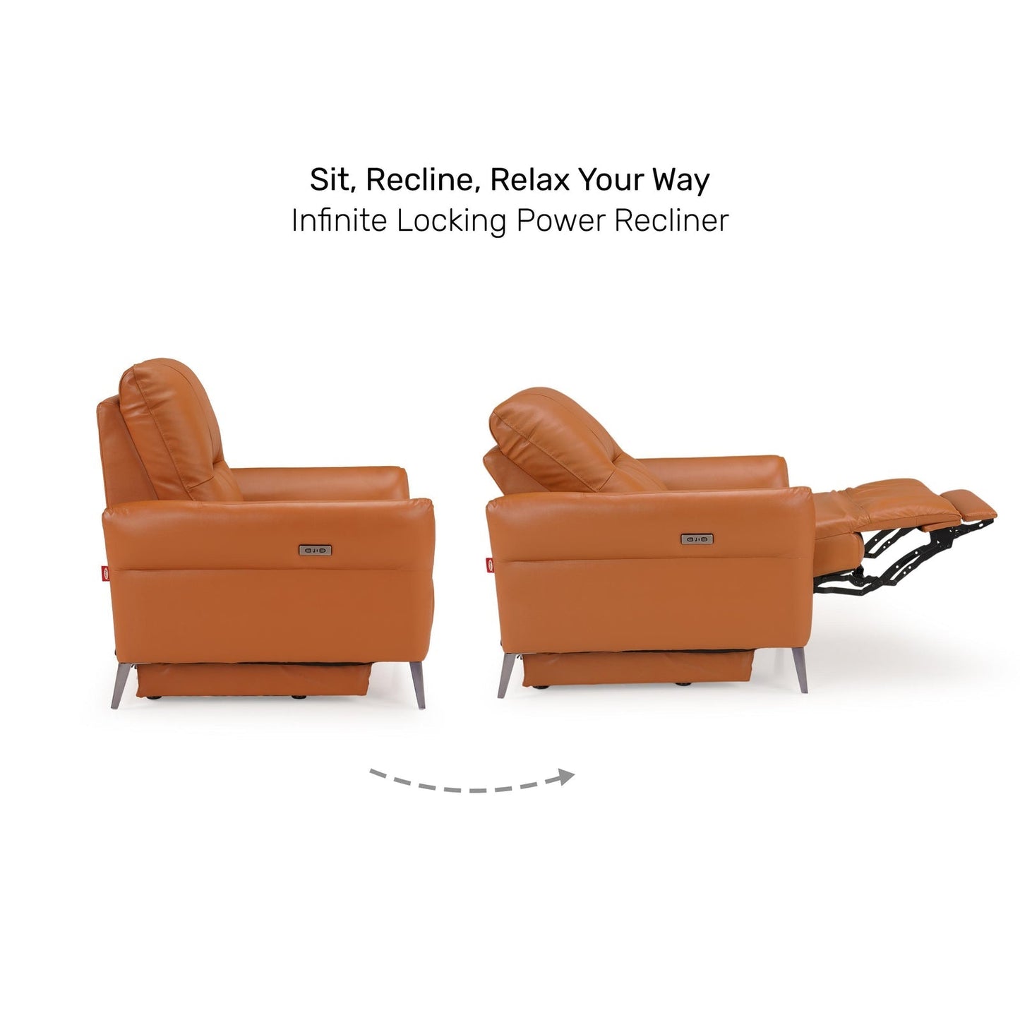 Leather 1 Seater Power Recliner with Charging Ports