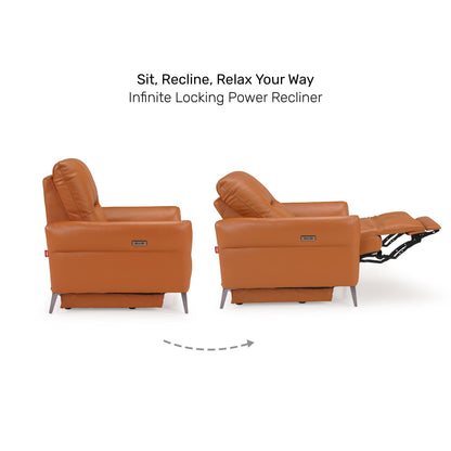 Leather 1 Seater Power Recliner with Charging Ports
