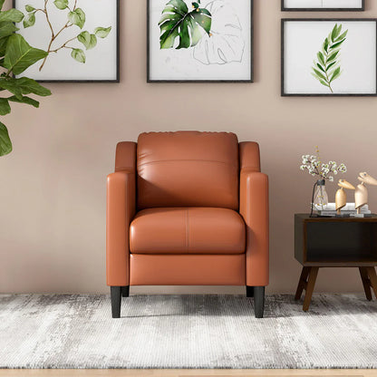 Leatherette 1 Seater Sofa in Tan Brown