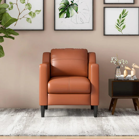 Leatherette 1 Seater Sofa in Tan Brown
