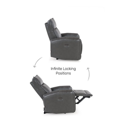 Leather 3 Seater Power Recliner with Charging Ports