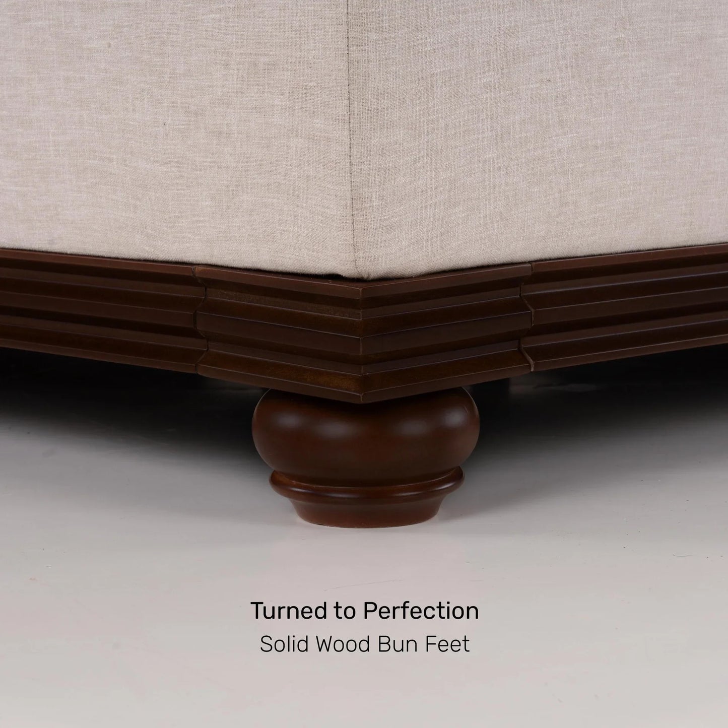 Linen Rolled Arms Corner Sofa in Beige