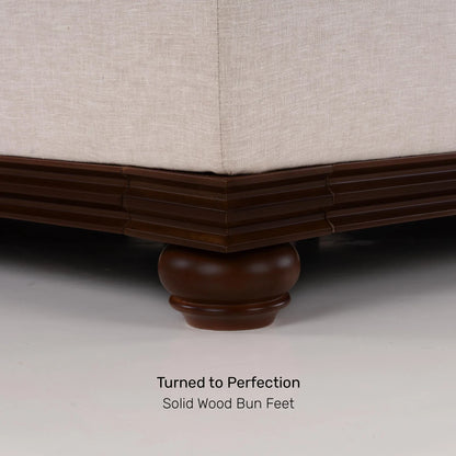 Linen Rolled Arms Corner Sofa in Beige