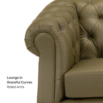 Leatherette 3 Seater Chesterfield Sofa in Olive Green