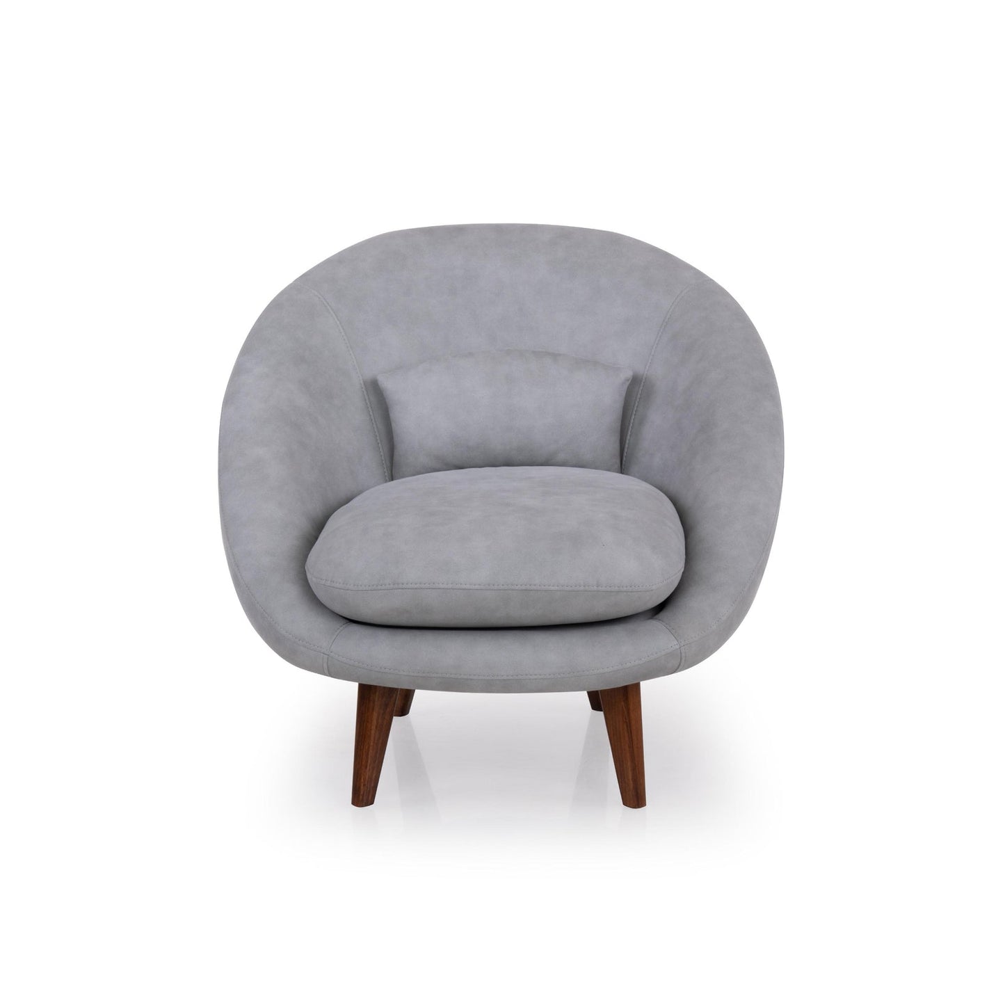 Suede Barrel-Back Accent Chair in Ice Grey